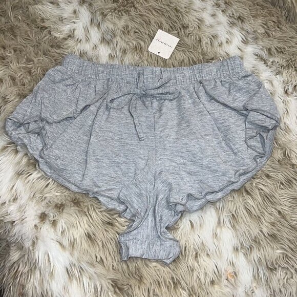 FREE People The Essential Heather Grey Ruffled Lounge Shorts Size XS - Picture 8 of 15